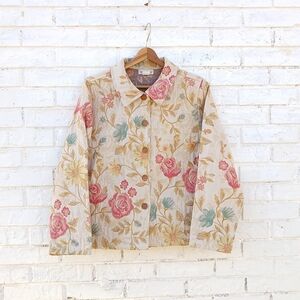 Vintage Tapestry Floral Jacket Blazer Multicolor Boxy Button Front